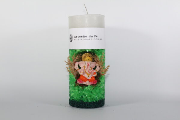 Kit Porta Vela Ganesha Rosa Mini Santuário #PV_VC011