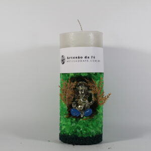 Kit Porta Vela Ganesha Dourado Azul Mini Santuário #PV_VC010