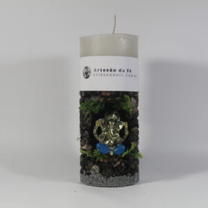 Kit Porta Vela Ganesha Dourado Azul Mini Santuário #PV_PP014