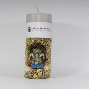 Kit Porta Vela Ganesha Dourado Azul Mini Santuário #PV_DD010