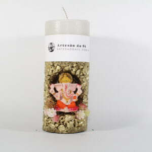 Kit Porta Vela Ganesha Rosa Mini Santuário #PV_DD011