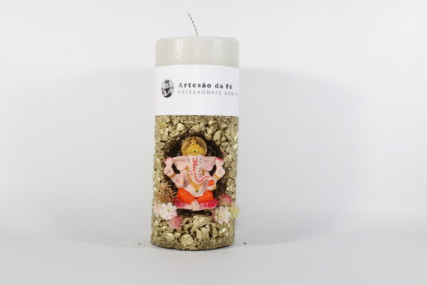 Kit Porta Vela Ganesha Rosa Mini Santuário #PV_DD011