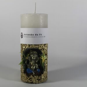 Kit Porta Vela Ganesha Dourado Azul Mini Santuário #PV_DP010