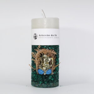 Kit Porta Vela Ganesha Dourado Azul Mini Santuário #PV_VE010