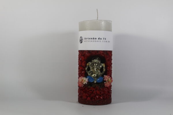 Kit Porta Vela Ganesha Dourado Azul Mini Santuário #PV_VV010