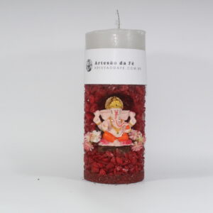 Kit Porta Vela Ganesha Rosa Mini Santuário #PV_VV011