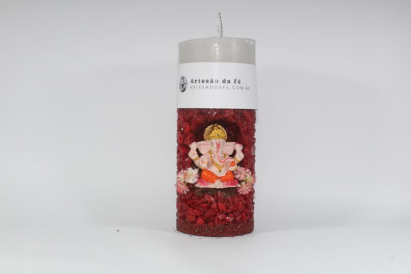 Kit Porta Vela Ganesha Rosa Mini Santuário #PV_VV011